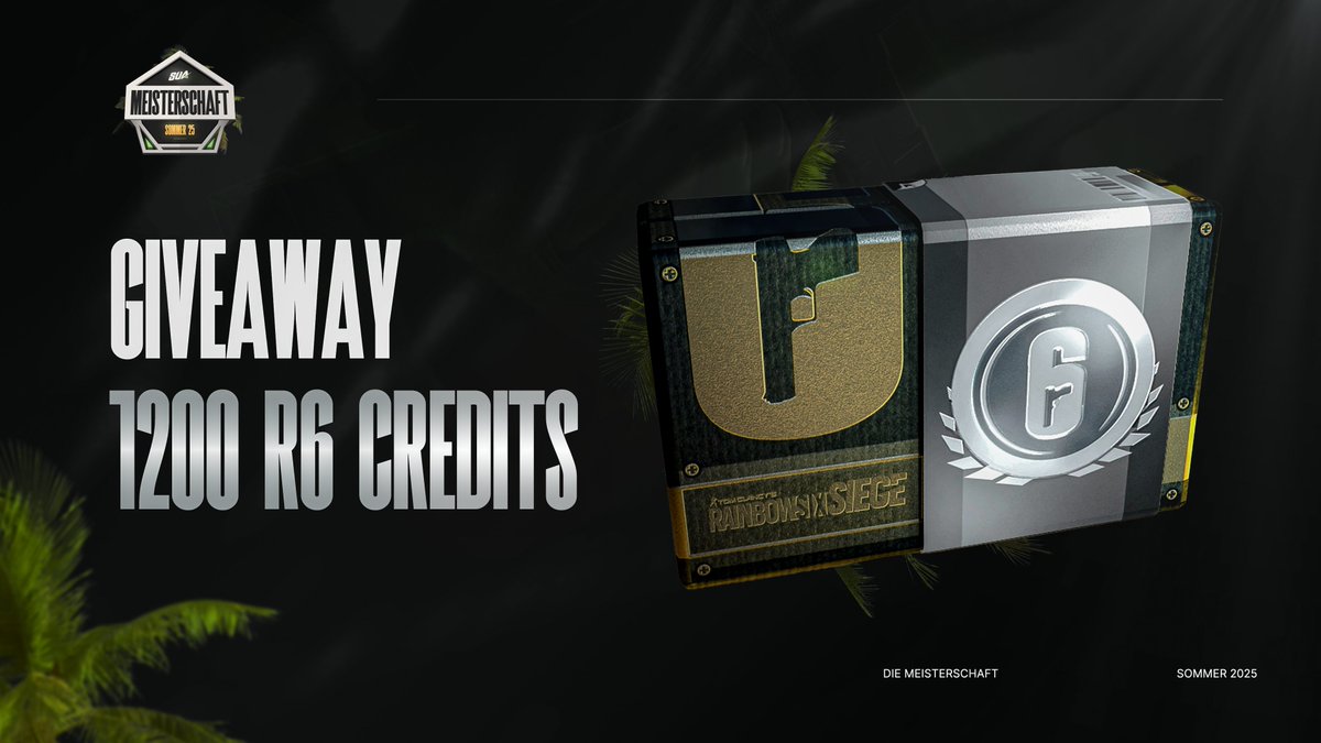Die Meisterschaft | Sommer 2025 | PC (@meisterschaft_) on Twitter photo GIVEAWAY Timeee 🥳
Zum letzten Spieltag unsrer Gruppenphase haben wir und <a href="/R6esportsDE/">Rainbow Six Esports DE 🇩🇪</a> 1x 1200 R6 Credits für euch zu gewinnen! 🔥
Was müsst ihr dafür tun?
▶️Folgt <a href="/Meisterschaft_/">Die Meisterschaft | Sommer 2025 | PC</a>
▶️Liket den Post
▶️Markiert 2 Freunde
Zeitraum:
04.06.25 -> Endet nach dem letzten Spiel der GIVEAWAY Timeee 🥳
Zum letzten Spieltag unsrer Gruppenphase haben wir und <a href="/R6esportsDE/">Rainbow Six Esports DE 🇩🇪</a> 1x 1200 R6 Credits für euch zu gewinnen! 🔥
Was müsst ihr dafür tun?
▶️Folgt <a href="/Meisterschaft_/">Die Meisterschaft | Sommer 2025 | PC</a>
▶️Liket den Post
▶️Markiert 2 Freunde
Zeitraum:
04.06.25 -> Endet nach dem letzten Spiel der
