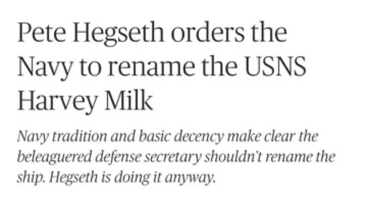 Harvey Milk served his country honorably &amp; was so much more than just a gay icon 

Drunken traitorous wife beating Punch-Drunk Pete Hegseth is a disgusting homophobic makeup wearing Nazi &amp; is nothing more than Trumpshit

@SecDef