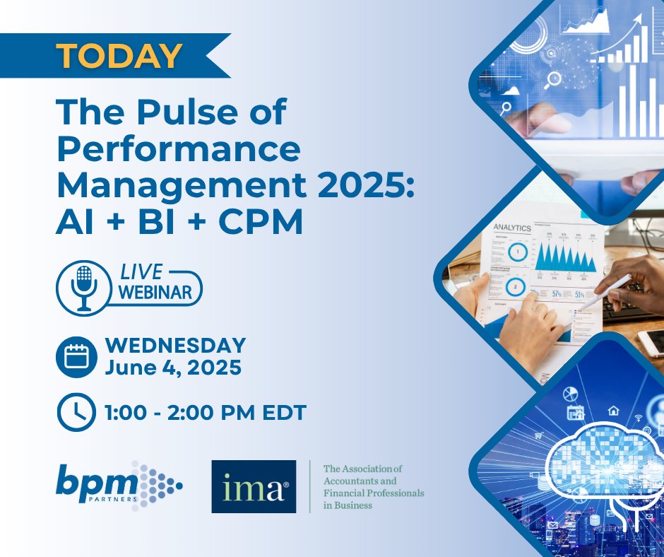 BPMTeam's tweet photo. Happening TODAY! Join us for our 22nd annual webcast, The Pulse of Performance Management 2025. There’s still time to register: https://t.co/P48CwH8odN
🔸Date: Wednesday, June 4, 2025
🔸Time: 1 PM EDT
🔸Earn 1 CPE credit
#Finance #CFO https://t.co/OQhnrdRLq9