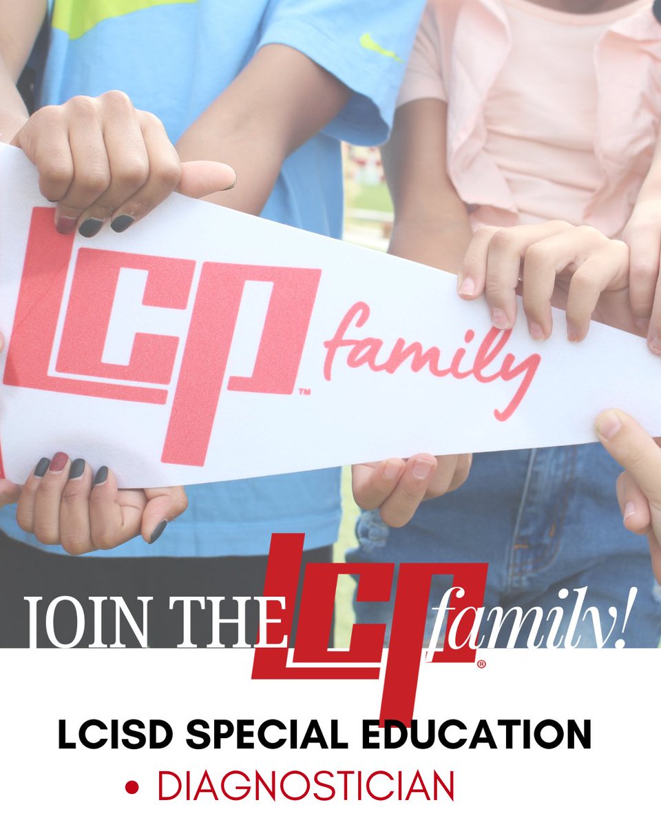 Join the #LCPfamily - we're looking for a Special Education Diagnostician! Visit applitrack.com/LCISD/onlineap… to explore current openings and apply!