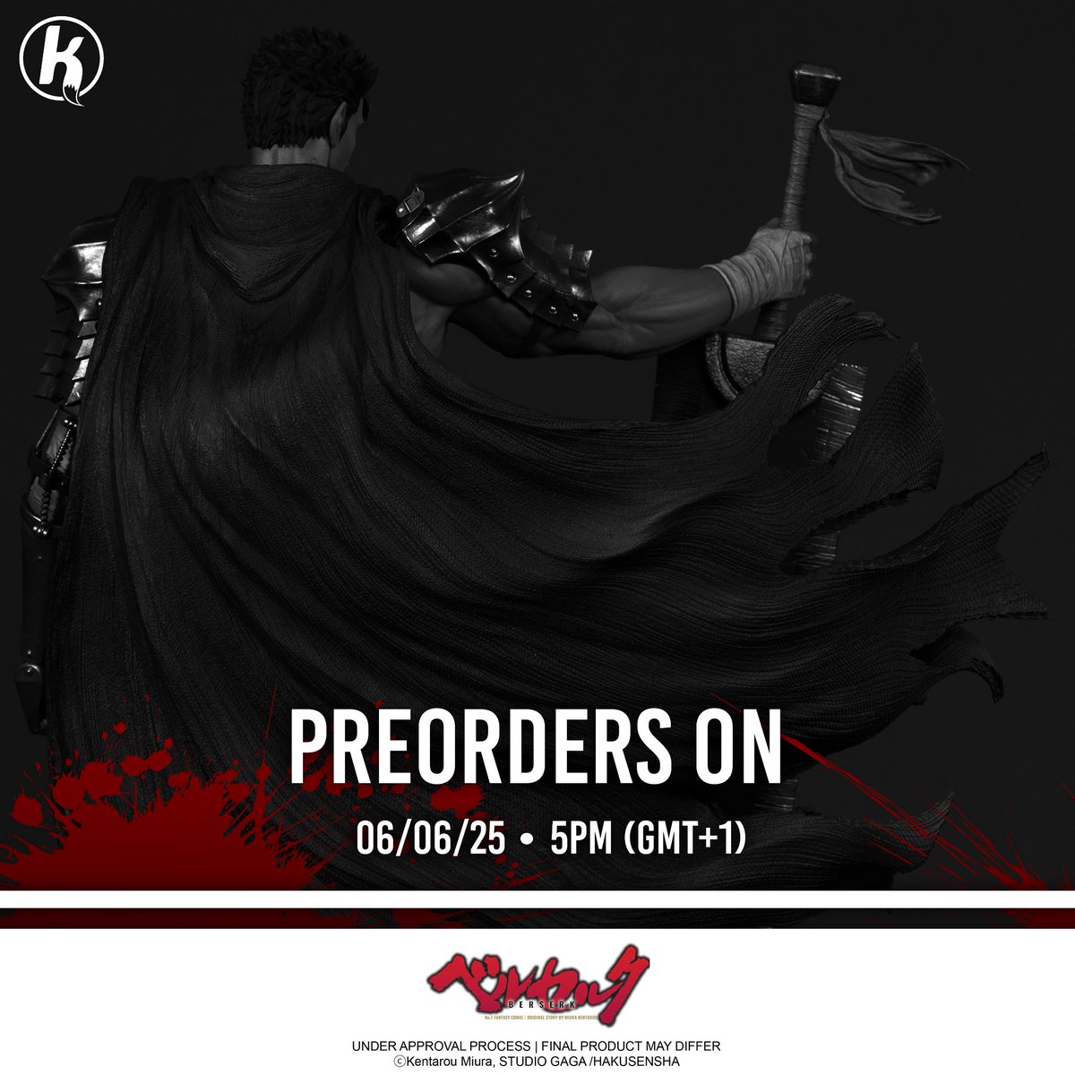 Here are informations for the preorder of Guts in partnership with <a href="/AkihabaraChibi/">Chibi Akihabara</a> :
Line : Akihabara Legend Figure
Estimated Release Date : Q4 2025
Scale : 1/8
Price : 133,25€ without taxes
Material : PVC
Sizes : H 30cm x W 21cm x D 23cm
Stay tuned tomorrow for a big surprise !