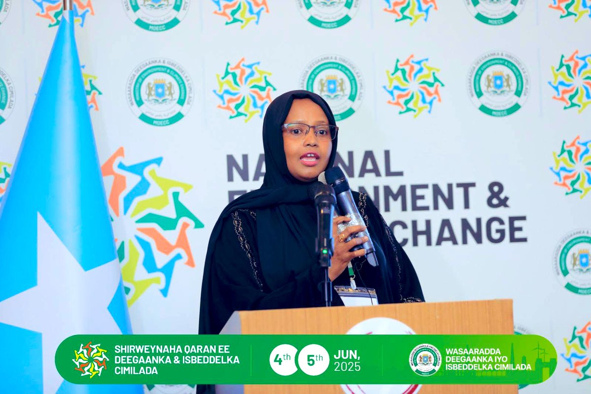 Today at the #National #Environment and #ClimateSummit , I stressed that tackling climate change requires coordinated action across sectors and a unified global response.
Wealthy nations, with their historical emissions, must take the lead in financing solutions. <a href="/MoECC_Somalia/">Ministry of Environment & Climate Change 🇸🇴</a>