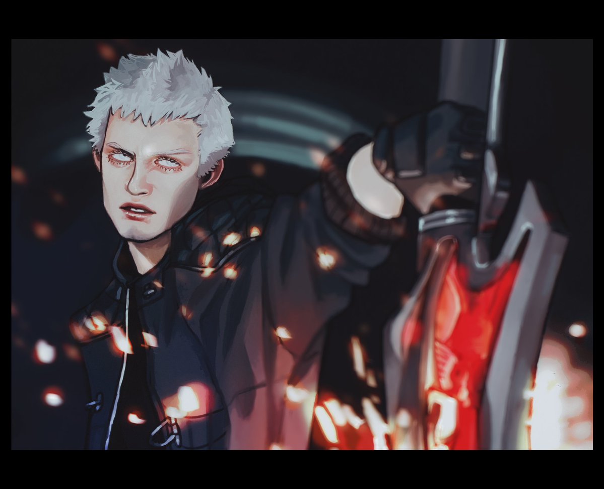 storytellering's tweet photo. Screenshot redraw, I've always loved Nero's snarl and the composition in this scene from 5 #dmc #dmc5 https://t.co/fAFi4tuc3r