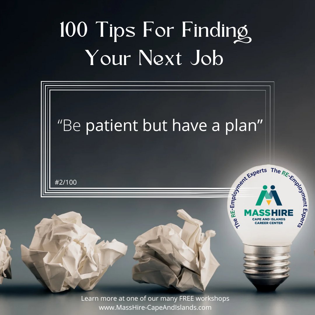 100 Tips For Finding Your Next Job! 
Learn more helpful tips at our free workshops: hubs.ly/Q03nY5XH0