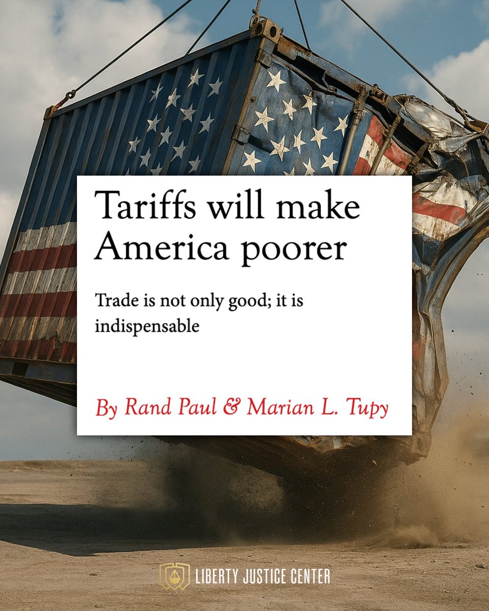 Liberty Justice Center (@ljcenter) on Twitter photo "No country, not even the U.S., is self-sufficient in every product or commodity. The high standard of living Americans enjoy depends greatly on international trade...Trade is not only good; it is indispensable."
<a href="/SenRandPaul/">Senator Rand Paul</a> & <a href="/Marian_L_Tupy/">Marian L Tupy</a>👇
cato.org/commentary/tar… "No country, not even the U.S., is self-sufficient in every product or commodity. The high standard of living Americans enjoy depends greatly on international trade...Trade is not only good; it is indispensable."
<a href="/SenRandPaul/">Senator Rand Paul</a> & <a href="/Marian_L_Tupy/">Marian L Tupy</a>👇
cato.org/commentary/tar…