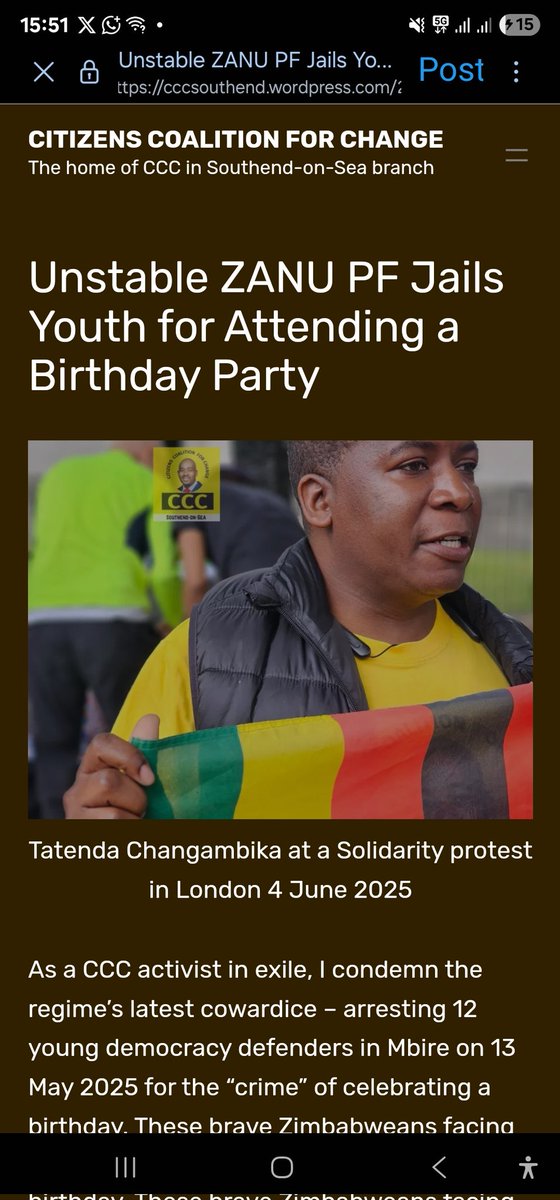 Tatenda Changambika (@tchangambika) on Twitter photo <a href="/ZHRO_Zimbabwe/">ZHRO</a> <a href="/ZimFirstLady/">First Lady of Zimbabwe ๐ฟ๐ผ</a> Our struggle is a continuous process until Zimbabweans gain their rights and freedoms from our oppressors. <a href="/ZANUPF_Official/">ZANU PF</a> <a href="/edmnangagwa/">President of Zimbabwe</a> <a href="/nickmangwana/">Nick Mangwana</a> <a href="/FlairSummit/">FLAIR SUMMIT</a> <a href="/ZHRO_Zimbabwe/">ZHRO</a> <a href="/SouthendCcc/">CCC Southend ๐ฟ๐ผ๐จ๐ฌ๐ง</a> <a href="/ZHRO_Zimbabwe/">ZHRO</a> <a href="/ZimFirstLady/">First Lady of Zimbabwe ๐ฟ๐ผ</a> Our struggle is a continuous process until Zimbabweans gain their rights and freedoms from our oppressors. <a href="/ZANUPF_Official/">ZANU PF</a> <a href="/edmnangagwa/">President of Zimbabwe</a> <a href="/nickmangwana/">Nick Mangwana</a> <a href="/FlairSummit/">FLAIR SUMMIT</a> <a href="/ZHRO_Zimbabwe/">ZHRO</a> <a href="/SouthendCcc/">CCC Southend ๐ฟ๐ผ๐จ๐ฌ๐ง</a>