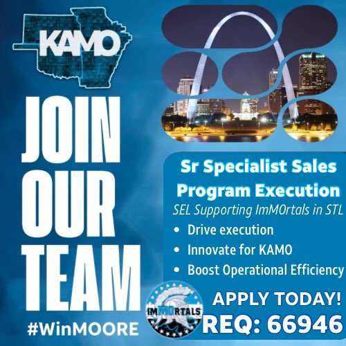 Are you or someone you know ready for the next step in your career? Come join our best in class OPs team! 📢

KAMO is looking for their next  SEL supporting the imMOrtals in STL! If you're ready to #WinMOORE don't delay and apply today! 🚀🚀