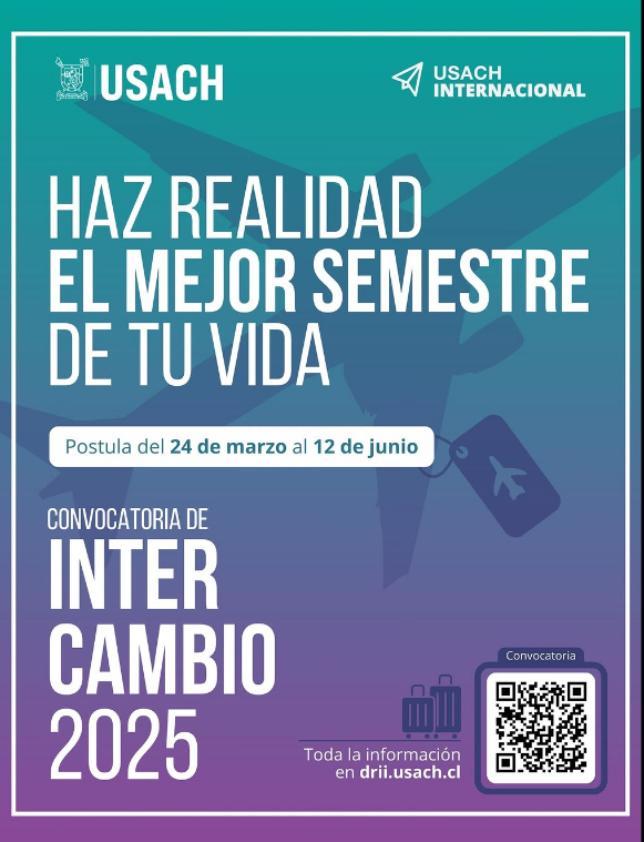 Postgrados Usach (@postgradosusach) on Twitter photo 🔴¡Atención estudiantes de Postgrado USACH!
➡️El Dpto. de Relaciones Internacionales e Interuniversitarias tiene abierta su Convocatoria de Intercambio 2025 en universidades extranjeras.
📲💻Mira detalles en la web del <a href="/usachinter/">Usach Internacional</a> 🔴¡Atención estudiantes de Postgrado USACH!
➡️El Dpto. de Relaciones Internacionales e Interuniversitarias tiene abierta su Convocatoria de Intercambio 2025 en universidades extranjeras.
📲💻Mira detalles en la web del <a href="/usachinter/">Usach Internacional</a>