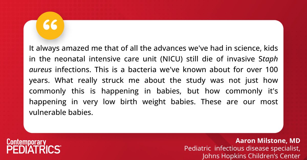 In this video interview, Aaron Milstone, MD of Johns Hopkins Children's Center discusses prevalence and impact of invasive Staphylococcus aureus, with recent research highlighting a greater impact among very low birth weight #infants. #Staph

Watch: hubs.li/Q03qHdYV0