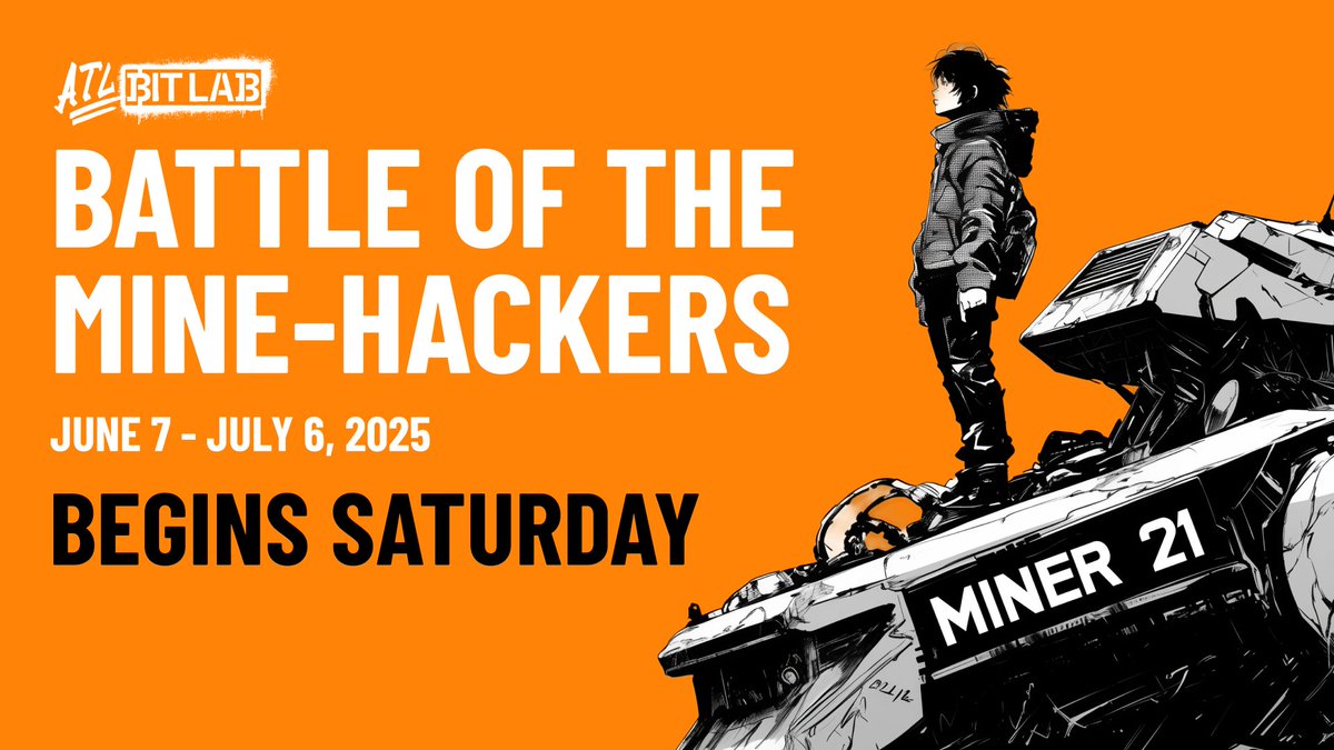 atlbitlab's tweet image. It's almost time: the Battle of the Mine-hackers kicks off this Saturday. Join ATL BitLab's global hackathon and build projects that fight #bitcoin miner centralization.