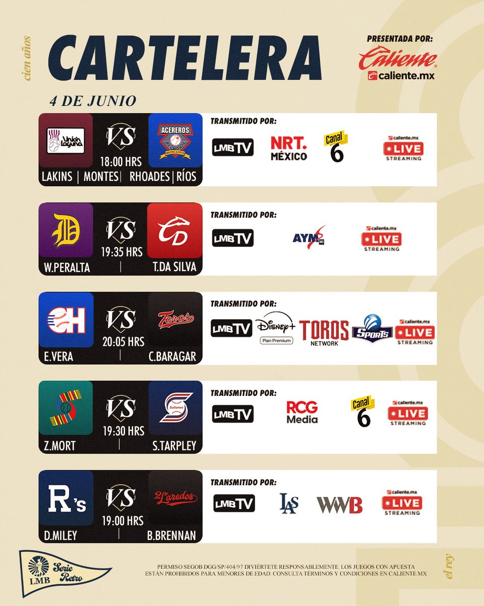 ¡ESTOS SON LOS JUEGOS DE HOY!

 ¿A cuál le vas a meter en Caliente.mx? 🔥⚾️

#ApuestaEnCaliente por la victoria de tu equipo favorito y recibe $1,000 de regalo para tu primer apuesta 📲bit.ly/4dSQR5T

#MásAcciónMásDiversión #JugamosPorMás