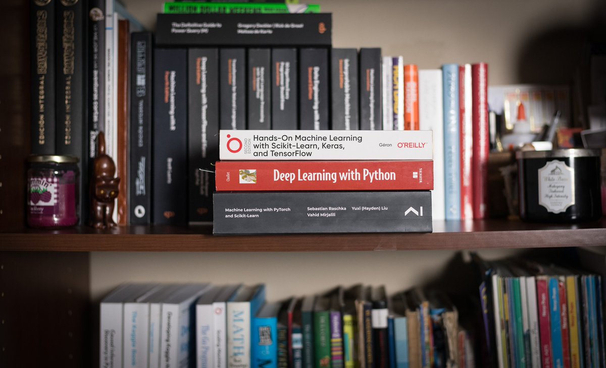 svpino's tweet image. My 3 favorite Machine Learning books to learn about:

1. The Machine Learning workflow
2. Algorithms and techniques
3. Deep Learning Tools (Keras, PyTorch, and Scikit-Learn)

If you are going to buy one book, make it one of these.