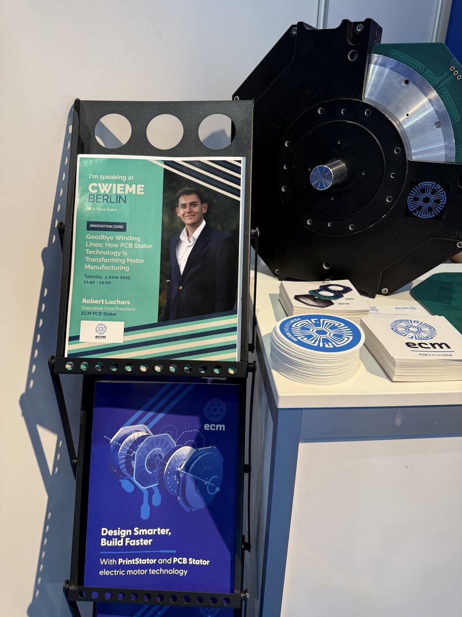 pcbstator's tweet image. Day 2 of #CWIEME is live!
Visit ECM at Stand 3.2 A51 to explore the future of motor design — no winding lines, no compromises.

We’re enabling faster, lighter, quieter motors with PCB Stators + PrintStator CAD.

#PCBStator #ecmpowered #MotorInnovation