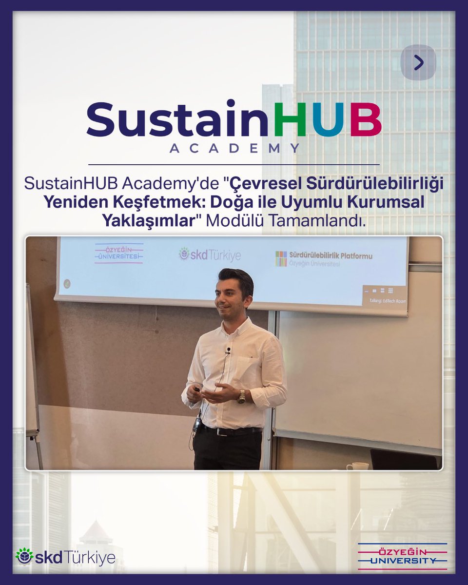 Özyeğin Üniversitesi Sürdürülebilirlik Platformu iş birliğiyle hayata geçirdiğimiz SustainHUB Academy kapsamında, dördüncü modül olan “Çevresel Sürdürülebilirliği Yeniden Keşfetmek: Doğa ile Uyumlu Kurumsal Yaklaşımlar” başlığını tamamladık.