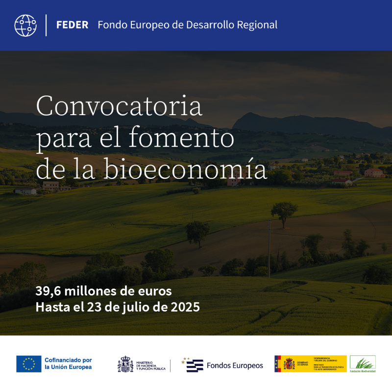 FBiodiversidad's tweet photo. 🌾 ¿Tu proyecto promueve el desarrollo rural, la biodiversidad o la sostenibilidad agraria?

La convocatoria #FEDER de bioeconomía sigue abierta con 39,6 M€ disponibles.

📅 Hasta el 23 de julio

🇪🇺 Cofinancia @FondosUE_Esp