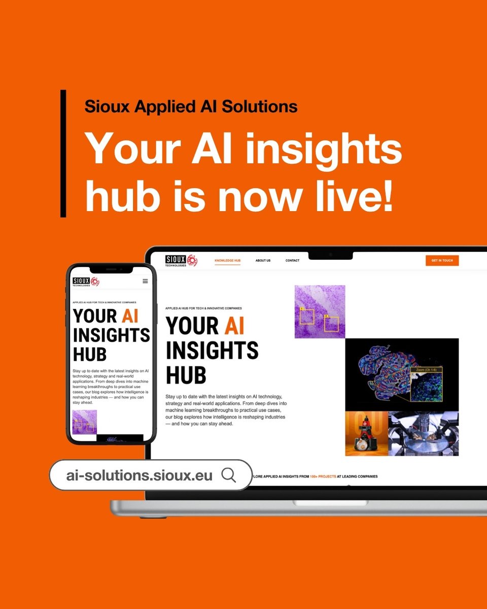 Sioux's AI insights hub is live now! 🎉Your central resource for all things #AI, featuring expert insights, practical case studies, and inspiring ideas. Stay ahead of the curve in high-tech systems, smarter automation, and new business strategies. ai-solutions.sioux.eu