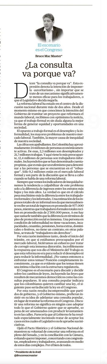 Columna premonitoria publicada el domingo en @ElTiempo
El autoritarismo de anunciar una consulta sin importar lo que haya decidido el Senado de la República y decidiendo saltarse el legislativo, es inaceptable en un estado democrático
¿Qué garantiza hoy que si la Corte