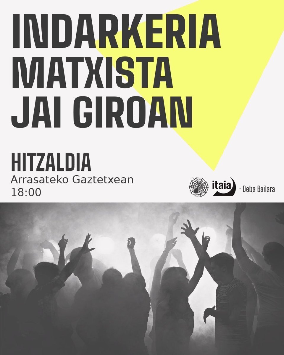[HITZALDIA] 

Ostiral honetan <a href="/Itaia_deba/">Deba Bailarako Itaia</a>|k antolatuta "INDARKERIA MATXISTA JAI GIROAN" hitzaldia izango dugu. 

Etorri!