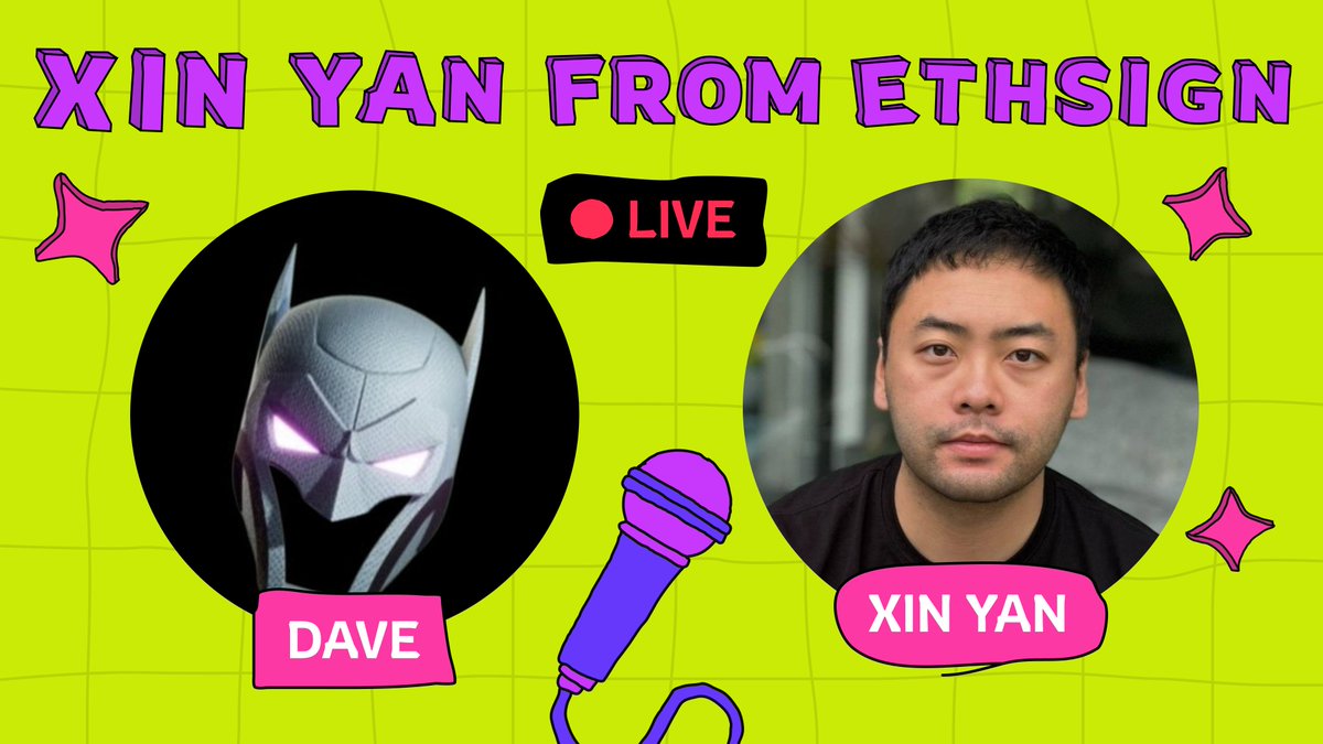 🎙 Exclusive Insights in Alpha Leak LIVE Ep.2 with EthSign’s Founder Xin Yan!

🗓 Date: Thursday, June 5th
⏰ Time: 3PM EST / 12PM PST / 7PM UTC
📍 Join: x.com/i/broadcasts/1…

We’re going deep with <a href="/realyanxin/">Xin (Shin) Yan 閻欣</a>, the mind behind <a href="/ethsign/">Sign</a>, the on-chain signature and smart