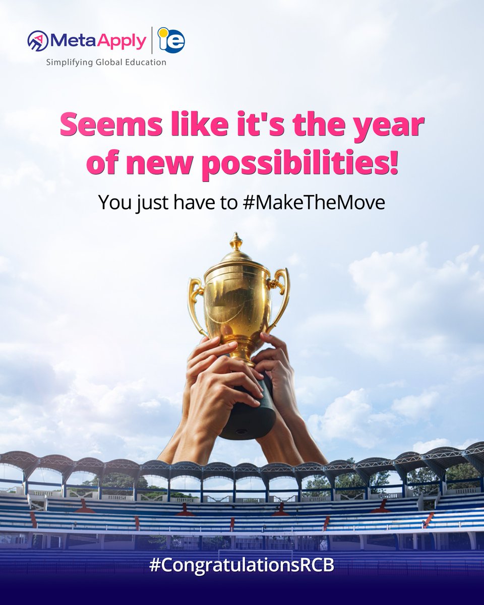 MetaApply_Edu's tweet photo. Just like chasing a trophy, chasing a study abroad dream takes dedication, guidance, and bold moves.🌟
https://t.co/2fxCYDJHiy

#Bangalore #rcbcelebration #PlayBold #Trending #IPL2025 #IPLFinals2025 #T20 #Cricket #Goals #Trophy #StudyAbroad #MetaApplyIE https://t.co/Xoec6Hf9el