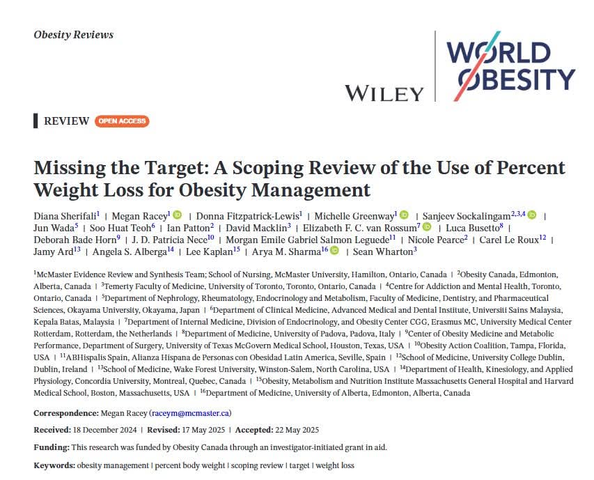 Honoured to be part of this important international collaboration published in Obesity Reviews (IF: 8, Top 10% Q1 journal).
.
For decades, % weight loss (ie 5-10% WL over 6 months) has been the go-to benchmark for assessing success in obesity treatment. But… is it still serving