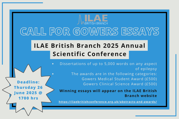🚨DEADLINE TOMORROW AT 5PM 🚨

Don't forget to submit your Gowers essays for the 2025 ILAE British Branch Annual Scientific Conference✍️

Submissions: ilaebritishconference.org.uk/abstracts-and-…

Awarded 11 CPD credits by the Federation of the Royal Colleges of Physicians of the United Kingdom⭐️