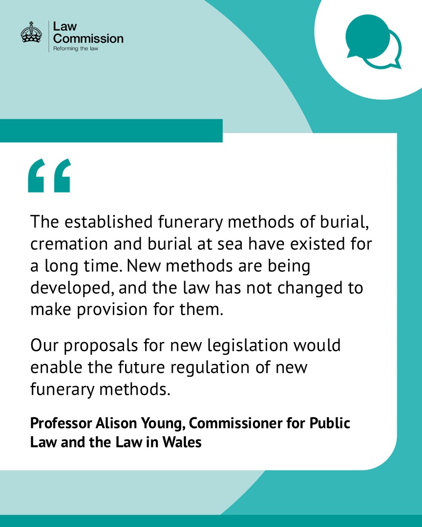 Law_Commission's tweet photo. Our consultation paper on new funerary methods has been published today.🚨

Find out more and how to respond on our website using the following link: https://t.co/1UQvnuMD45

The consultation is open until Thursday 4 September 2025 📅 https://t.co/g41ulOy9a6