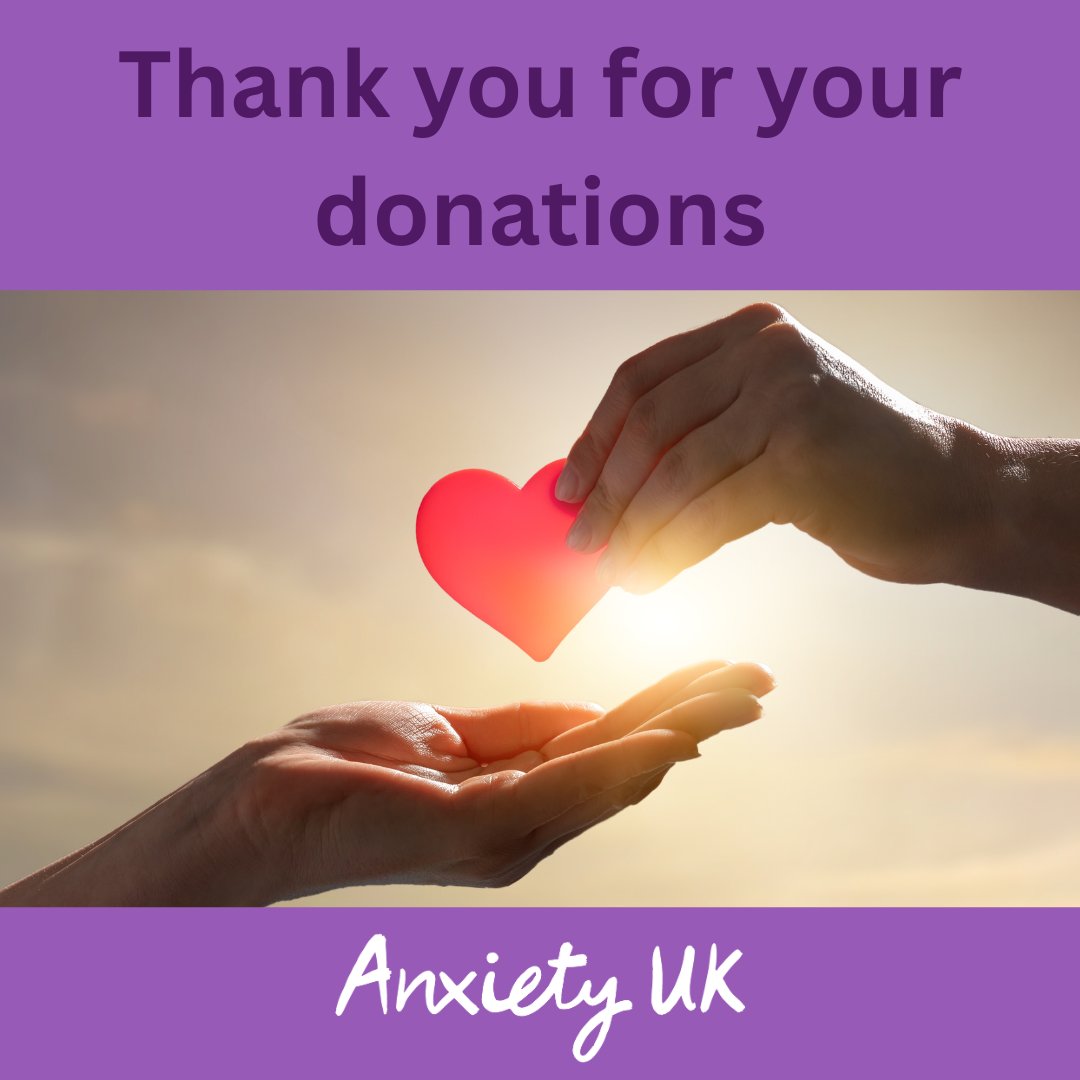 Thank you to everyone who has donated to Anxiety UK recently! 💜
Your contributions are helping provide vital services and support for those living with anxiety. Let's continue to make a difference together😊

#AnxietyUK #AnxietySupport #ServicesForAnxiety #DonateForGood