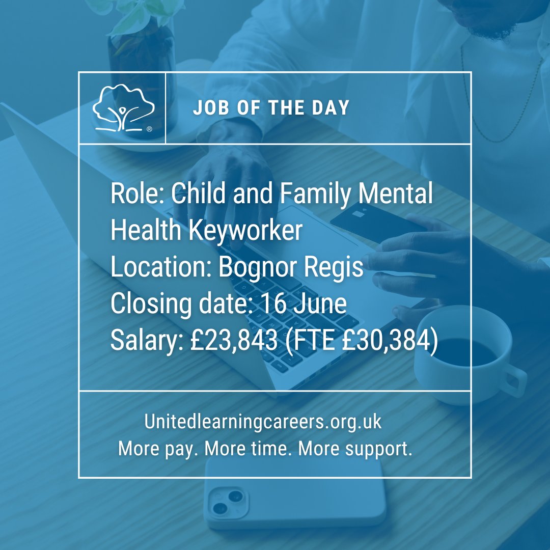 📣 Job of the day 📣 

We're looking to appoint a Child and Family Mental Health Keyworker.

If this could be you, find out more: ow.ly/51O450W0QTW

#JobOfTheDay #NowHiring #JobSearch #Hiring #Vacancy #ApplyNow #Education #OpenToWork #Jobs2Apply4 #JOTD