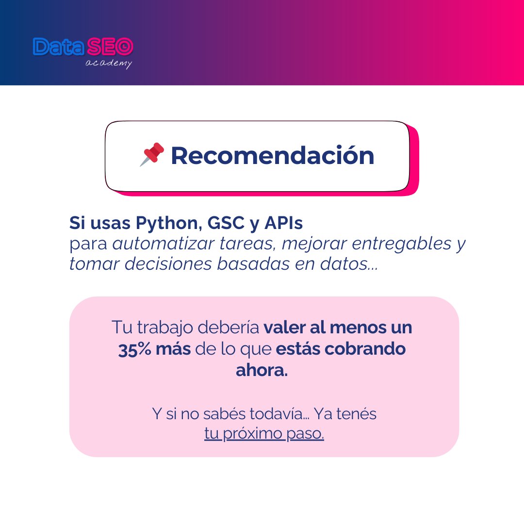alan_preiti's tweet photo. 1. Primero asegurate de estar resolviendo un problema real.
2. Después, comunicá ese valor con claridad.
3. Y si aún no sabés cómo hacerlo, quizás no te falta cobrar más… te falta estructurarlo mejor.

♻️ Guardá este post o compartilo con ese colega que está dudando cuánto vale su trabajo.

Porque lo que hacemos los SEOs vale mucho más de lo que solemos cobrar!

**
Si querés ser parte de mi comunidad FREE con +1700 colegas SEO, sumate 🤝 https://t.co/D4rYJHrET1