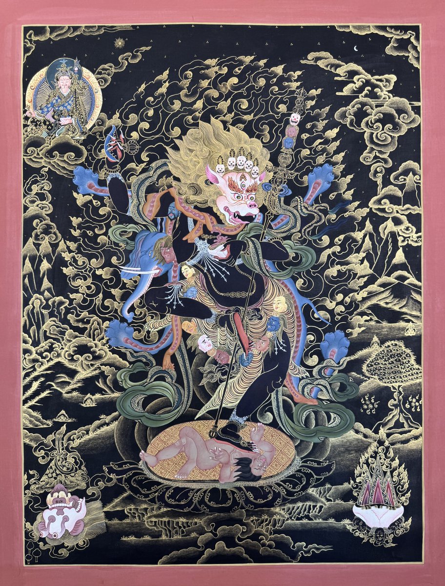 lama_thanka's tweet image. The Lion-Faced Dakini (Simhamukha).
.
.
.
#Thangka #thankapainting #lamathankapaintingschool #himalayanart #yogini #lionfaced #sengdongma #simhamukha #samadhi #chod #guru #dakini #tantra #vajrayana #wrathful #deity #mindfullness #livingheritage #compassion #tantric #dhamma