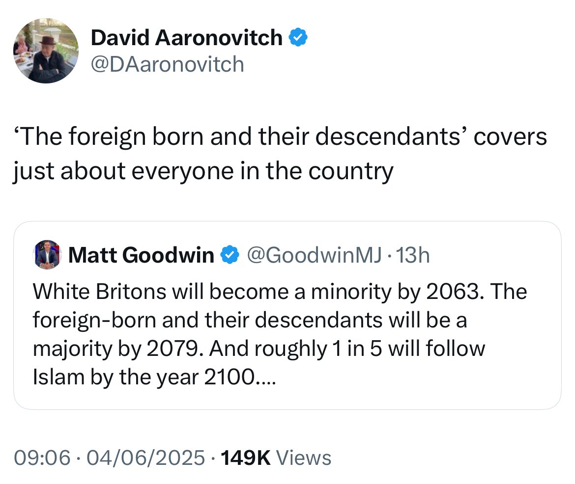 Victoria Freeman (@v_j_freeman) on Twitter photo I can tell you now this kind of response won’t work, in part because it’s disingenuous. There *are* demographic changes afoot in the UK due to immigration & while some on the right may exaggerate them responding by wholly denying them is toxic to our political discourse I can tell you now this kind of response won’t work, in part because it’s disingenuous. There *are* demographic changes afoot in the UK due to immigration & while some on the right may exaggerate them responding by wholly denying them is toxic to our political discourse