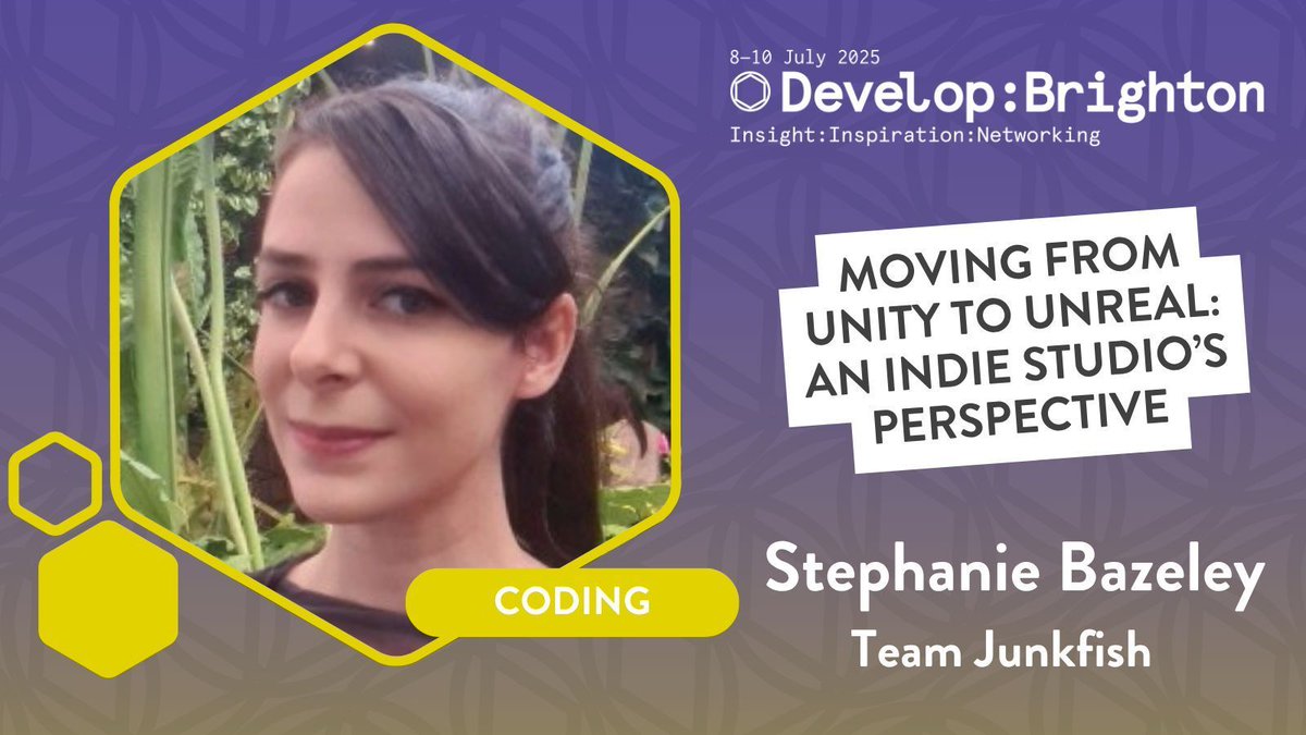 Stephanie Bazeley (StephersJF), Lead Programmer at <a href="/TeamJunkfish/">Team Junkfish | @teamjunkfish.com</a>, will be speaking as part of the Coding track at Develop:Brighton 2025. She will be delving into Junkfish's experience moving from Unity to Unreal, and providing insight to help other studios determine which is