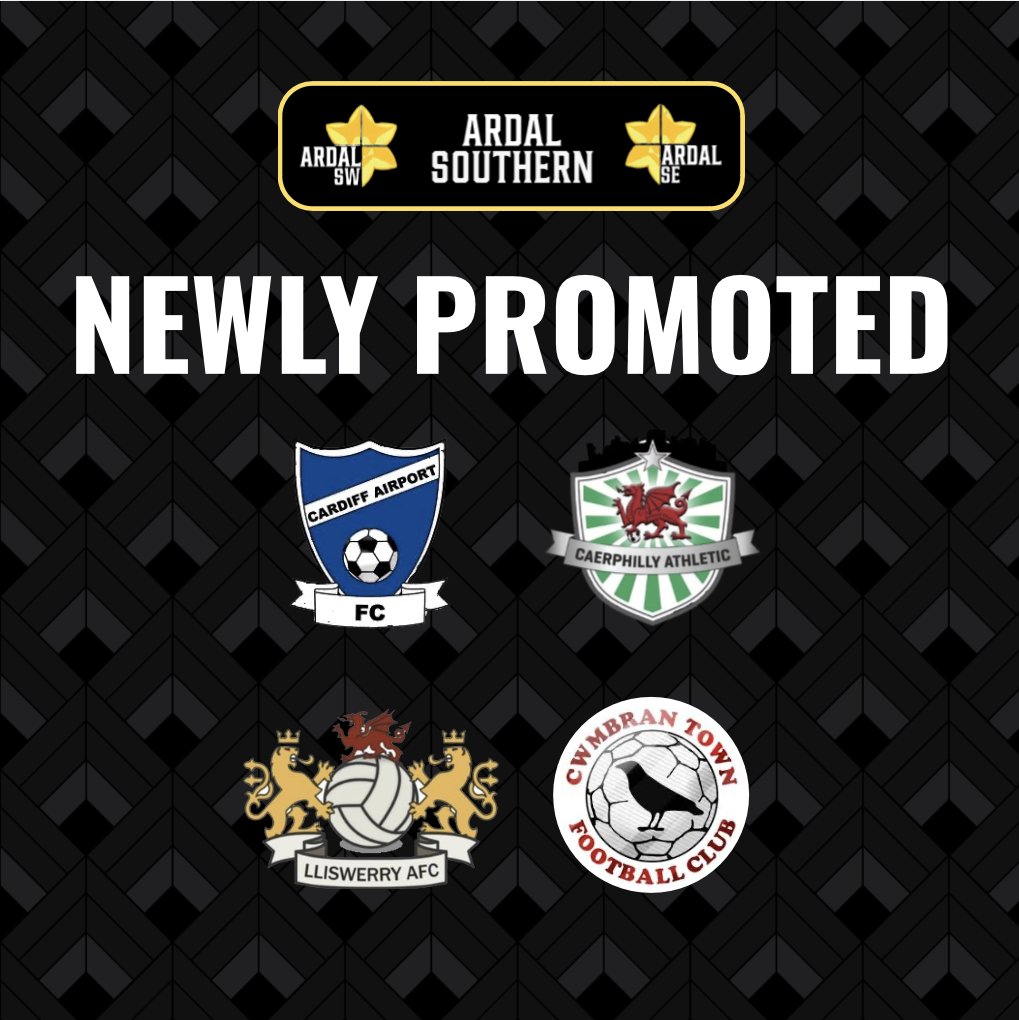 We have four newly promoted clubs this season, congratulations to:

<a href="/CAFootballClub/">CardiffAirportF.C</a> 
<a href="/CaerphillyAFC/">CaerphillyAthleticFC</a> 
<a href="/CwmbranTown/">Cwmbrân Town AFC</a> 
<a href="/LliswerryFC/">Lliswerry FC</a> 

Also joined by the three teams dropping down from the Cymru South!

#ArdalSouhern