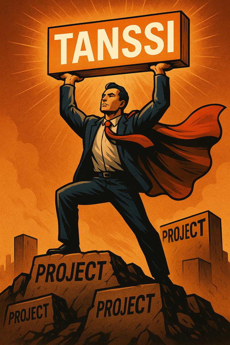 In a crowded field of projects, TANSSI rises as a symbol of leadership and innovation. The image captures a powerful figure lifting TANSSI above lesser ventures—each marked simply as “PROJECT”—emphasizing its distinct vision and strength. Where others fade into the background,