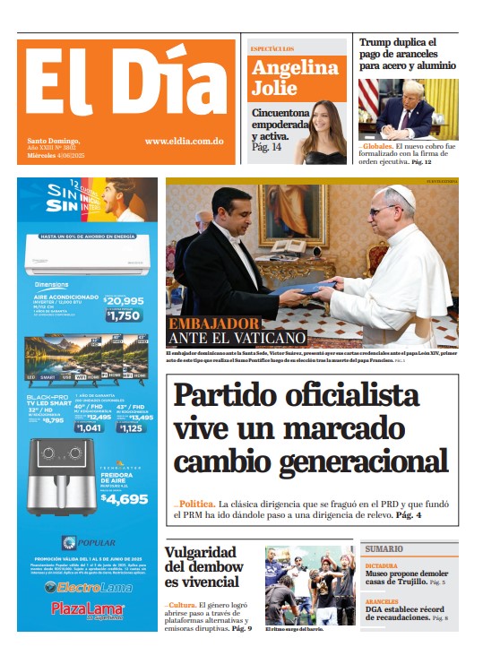 #Portada Edición impresa 04 de junio de 2025 
eldia.com.do/edicion-impres… 
#PeriódicoElDía #PortadaElDía