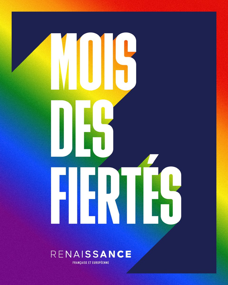 Renaissance's tweet photo. Juin, c'est le mois des Fiertés.

C’est une grande philosophe contemporaine, Lady Gaga, qui le dit : « I was born this way. » ! 🌈

Célébrer, oui. Mais surtout, ne jamais baisser les bras face aux discriminations. Et conquérir de nouveaux droits. Pas juste en juin. Toute l’année ! ✊