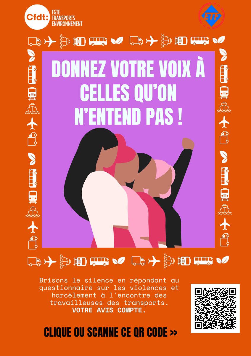 CFDT Transports-Env (@cfdt_fgte) on Twitter photo 🚨Les violences & le harcèlement envers les travailleuses des transports sont en hausse. Le Comité des femmes <a href="/ETF_Europe/">European Transport Workers' Federation</a> lance une enquête pour recueillir leurs témoignages. 📢
💬 Partagez votre expérience ici (FR) 👉 docs.google.com/forms/d/e/1FAI…
#StopViolence #Transport #Femmes #ETF 🚨Les violences & le harcèlement envers les travailleuses des transports sont en hausse. Le Comité des femmes <a href="/ETF_Europe/">European Transport Workers' Federation</a> lance une enquête pour recueillir leurs témoignages. 📢
💬 Partagez votre expérience ici (FR) 👉 docs.google.com/forms/d/e/1FAI…
#StopViolence #Transport #Femmes #ETF