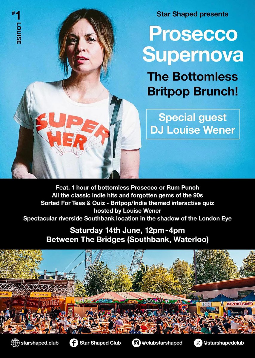 Star Shaped (@starshapedclub) on Twitter photo Saturday 14th June.
Bottomless Brunch/Daytime Indie Party with Indie Royalty <a href="/ReaLouisewener/">Louise Wener</a> of <a href="/Sleepertweeting/">Sleeperbandtweets</a> š
Tickets include the bottomless hour of prosecco or rum punch š„ š¹
link.dice.fm/I292f3f2c4a1?d⦠Saturday 14th June.
Bottomless Brunch/Daytime Indie Party with Indie Royalty <a href="/ReaLouisewener/">Louise Wener</a> of <a href="/Sleepertweeting/">Sleeperbandtweets</a> š
Tickets include the bottomless hour of prosecco or rum punch š„ š¹
link.dice.fm/I292f3f2c4a1?dā¦