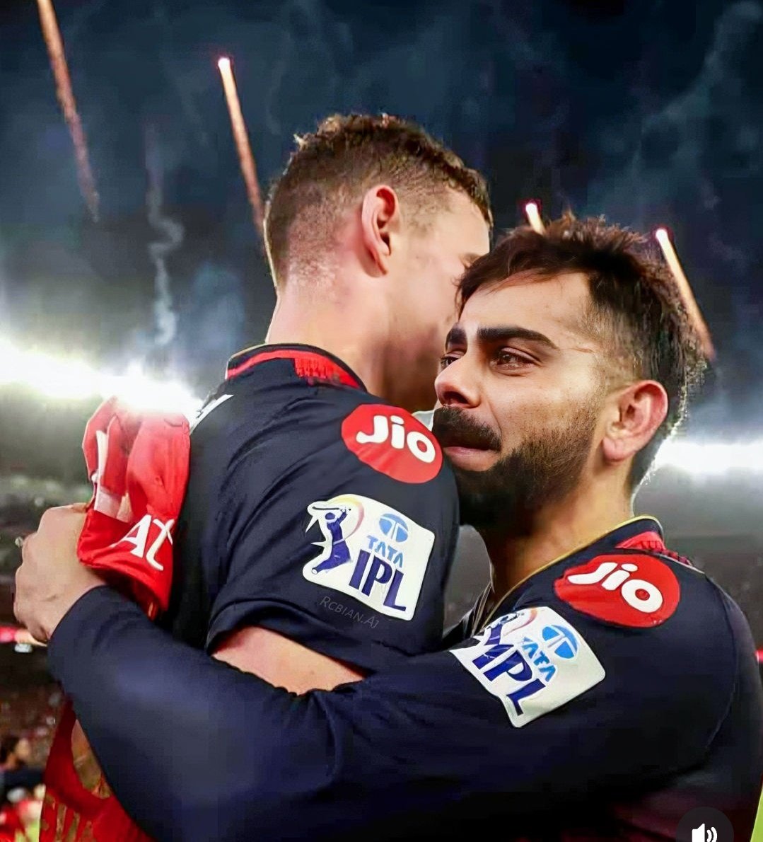 The Tears on Virat Kohli eyes when He's hugging Josh Hazelwood. 🥹❤️

- This picture melts every fan's heart..!!!!