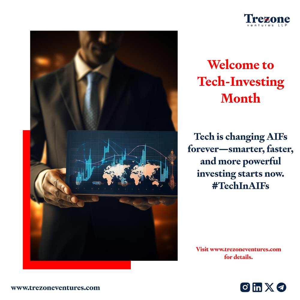 TrezoneVentures's tweet photo. Welcome to Tech-Investing Month 

The future of Alternative Investment Funds is here — AI, automation, and smart analytics are transforming how capital grows. Smarter, faster, and more powerful investing starts now! 

#TechInAIFs #SmartInvesting #FutureOfFinance #AIF https://t.co/Phte85BEsL