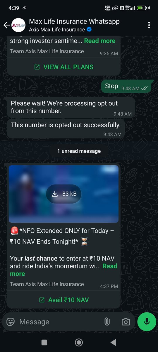 arulrajchrish's tweet photo. Getting promotional messages repeatedly. Please stop sending messages. Even after opt-out you guys are still sending messages. @AxisMaxLifeIns @ind_dpdp https://t.co/OByb5UvOST