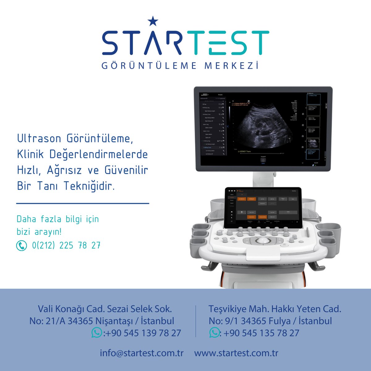 startestgm's tweet photo. ℹ️ Ultrason görüntüleme, radyasyon içermeyen ve ağrısız bir yöntemdir.
✅ Güvenilirliği ve yüksek çözünürlüklü sonuçlar sunması nedeniyle tanı süreçlerinde sıkça
kullanılır. https://t.co/QWKrUkn5dr
