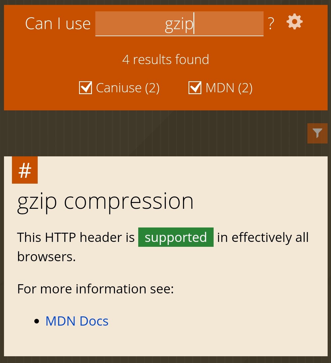 Did you know GZip is so widespread that caniuse.com doesn't even output a compatibility table for it?