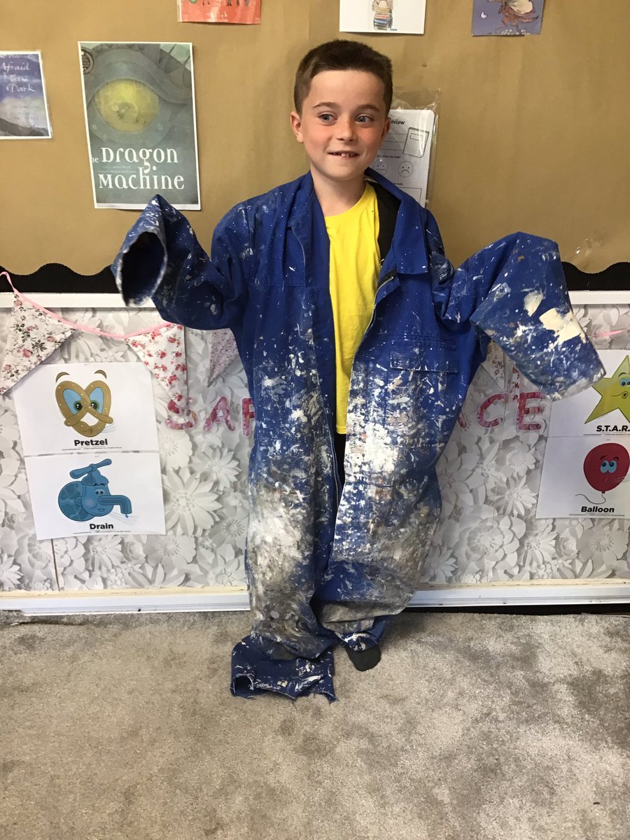 Y2Gayton's tweet photo. Year 2 were  intrigued by a pair of oversized overalls found in the classroom this morning! We unscrambled a leaflet and drew a character with hands the size of tables, legs like drainpipes, and feet as big as rowing boats. What could it be? @GaytonPrimary https://t.co/R1V0Z8uPzQ