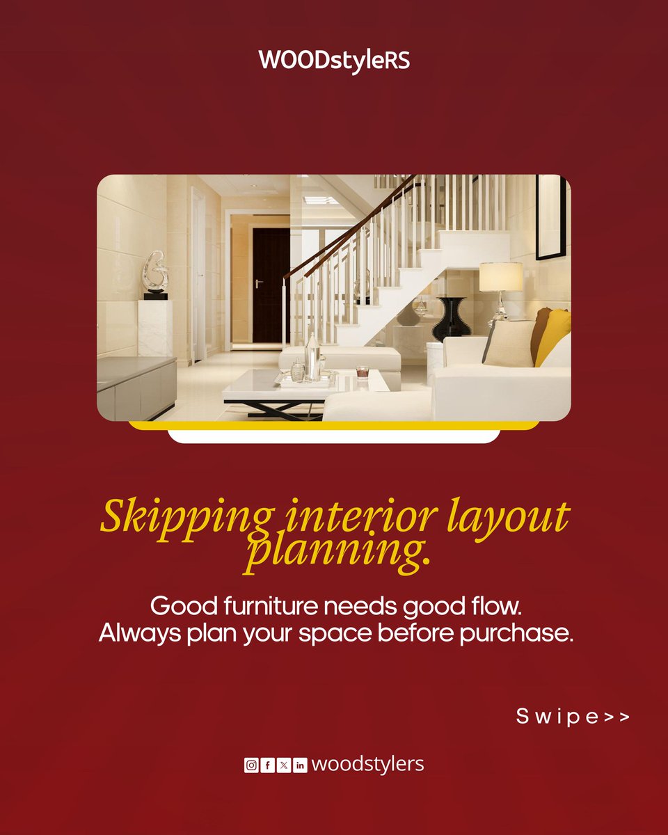 woodstyleshq's tweet photo. It’s not just about buying beautiful furniture  it’s about making it work beautifully in your space. 

Swipe to avoid two common design mistakes that can ruin even the best interiors.

#InteriorTips #DesignMistakes #FurnitureFlow #LightingMatters #HomeStyleGuide #SpacePlanning https://t.co/6nqVjD7qaG
