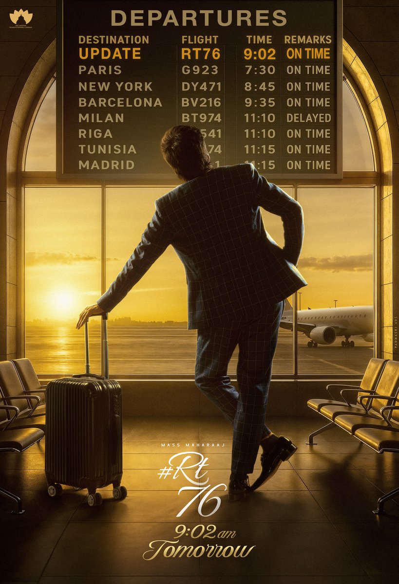 ANANTH KANCHERLA (@ananth_designer) on Twitter photo #RT76 is ready to take off in Grand Style 🛫
MASS MAHARAAJ <a href="/RaviTeja_offl/">Ravi Teja</a> X <a href="/SLVCinemasOffl/">SLV Cinemas</a> ❤️🔥
Pooja ceremony and muhurtam tomorrow at 9.02 AM. Stay tuned.
This one is going to be a bonafide entertainer 💥💥
Publicity Designs: <a href="/Ananthkancherla/">Ananth Kancherla</a> <a href="/ananth_designer/">PADMASRI ADS</a> #RT76 is ready to take off in Grand Style 🛫
MASS MAHARAAJ <a href="/RaviTeja_offl/">Ravi Teja</a> X <a href="/SLVCinemasOffl/">SLV Cinemas</a> ❤️🔥
Pooja ceremony and muhurtam tomorrow at 9.02 AM. Stay tuned.
This one is going to be a bonafide entertainer 💥💥
Publicity Designs: <a href="/Ananthkancherla/">Ananth Kancherla</a> <a href="/ananth_designer/">PADMASRI ADS</a>