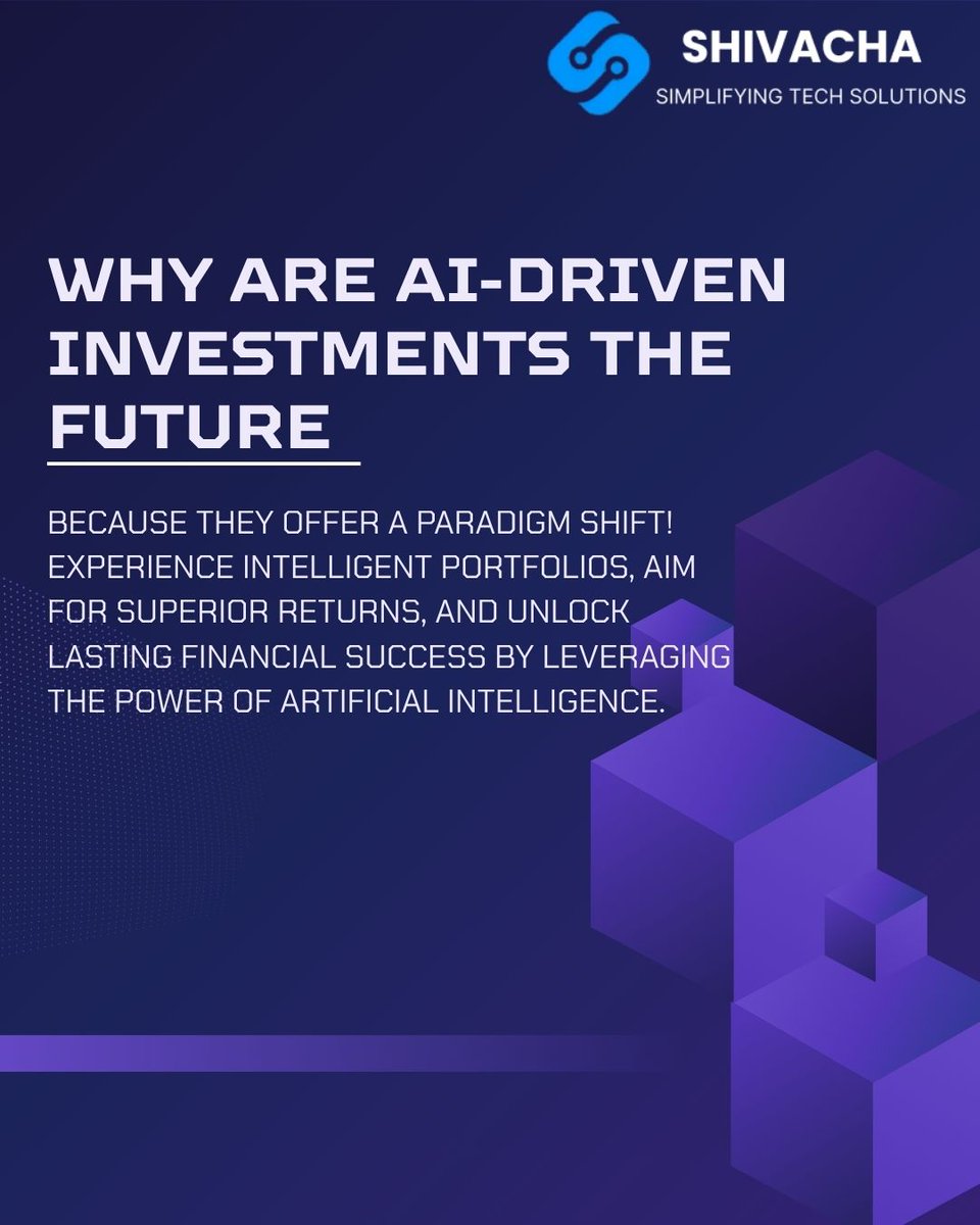 shivachatech's tweet photo. Is your investment strategy ready for the #future? Don't get left behind. The world of #finance is rapidly evolving with #AI. At Shivacha Technologies. #AIInvestment #InvestmentTransformation #FutureofInvesting #SmartInvesting #ShivachaTechnologies #FinTech #WealthManagement https://t.co/Y4XyJKauAE
