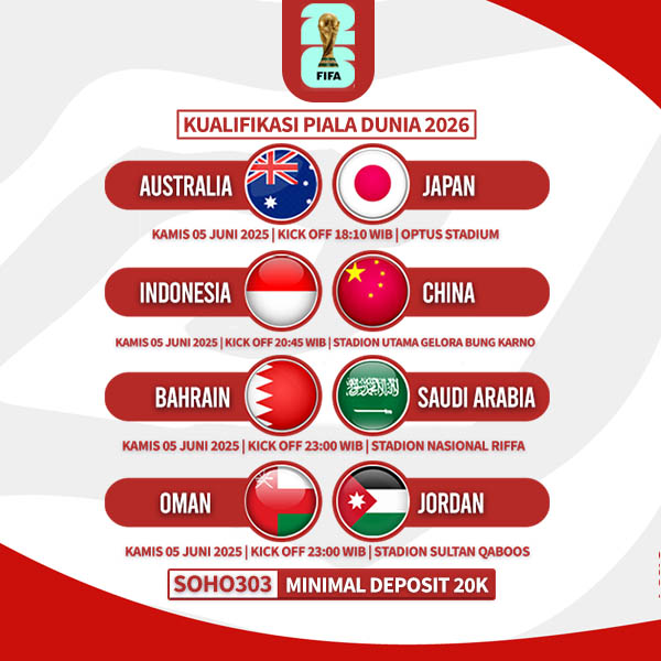 cuan_naga's tweet photo. SOHO303 | KUALIFIKASI PIALA DUNIA 2026

#soho303 #ps2 #ps3 #ps4 #ps5 #gameonline #onlinegame #pialadunia #pialadunia2026 #worldcup #worldcup2026 https://t.co/fskeRjfKQ6