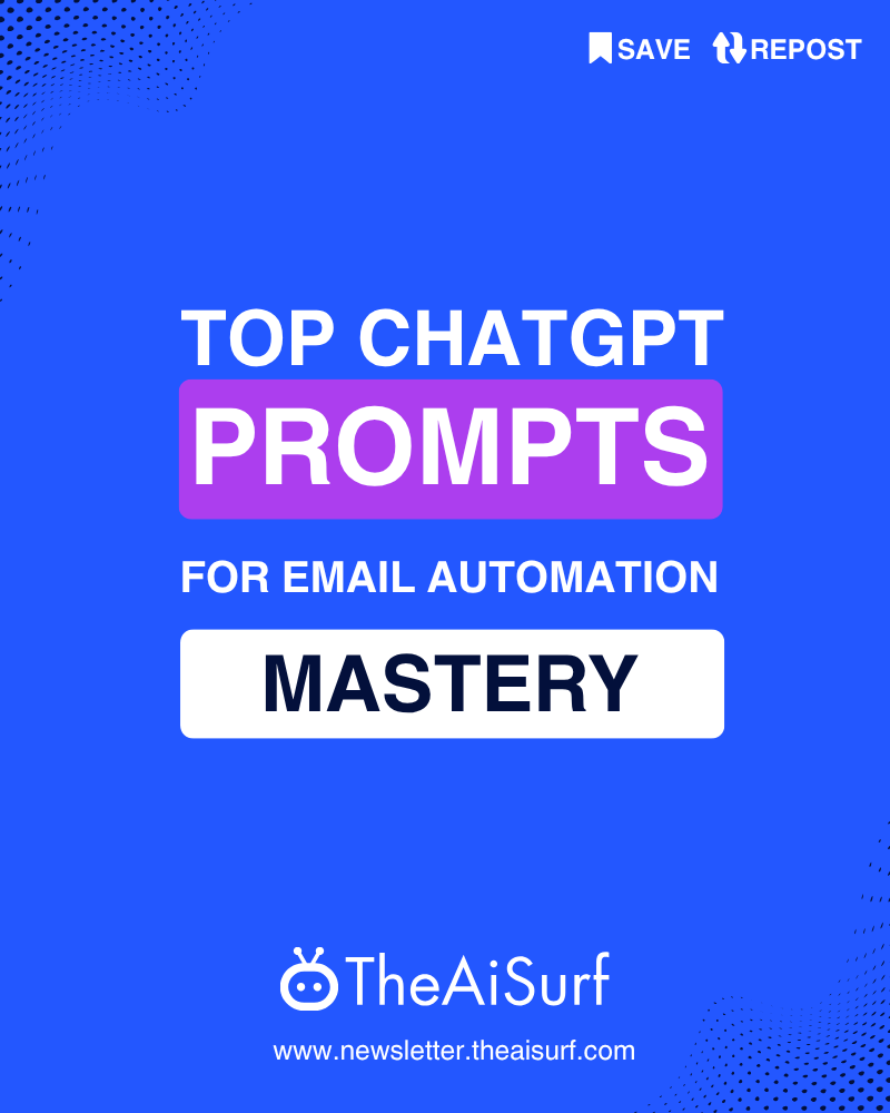 theAiSurf's tweet photo. Boost your email game with 10 powerful ChatGPT prompts to write smarter, faster, and better! ✉️⚡
Check it out here: https://t.co/jRd93YpVlp https://t.co/RPxJr1o0rB